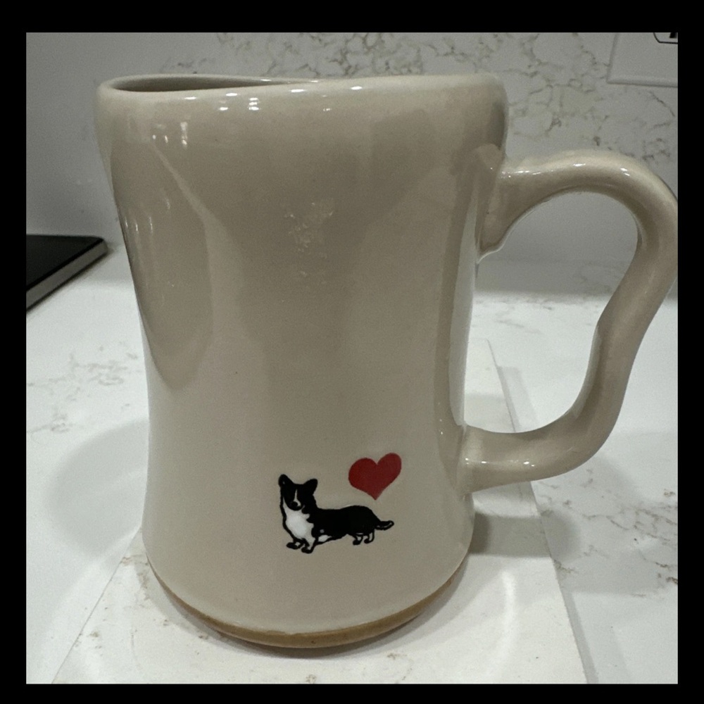 Cream Mug with Corgi and Heart Design